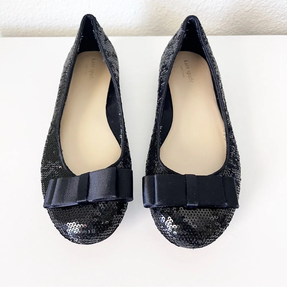 Kate Spade Black Sequin Rounded Toe Ballet Flats Size 7